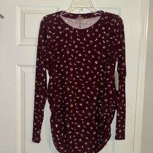 Eye Candy Maroon Floral Long Sleeve Tee